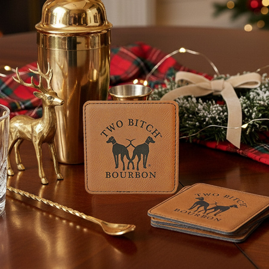 Two Bitch™ Bourbon Ultra-Hyde Leather Coasters