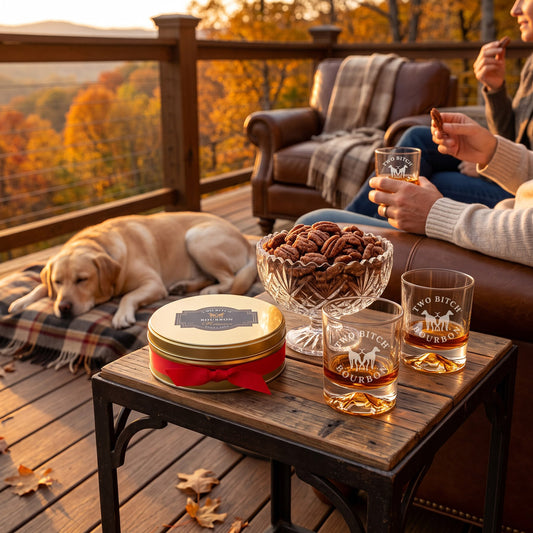 Two Bitch™ Bourbon Pecans in Gold Gift Tin