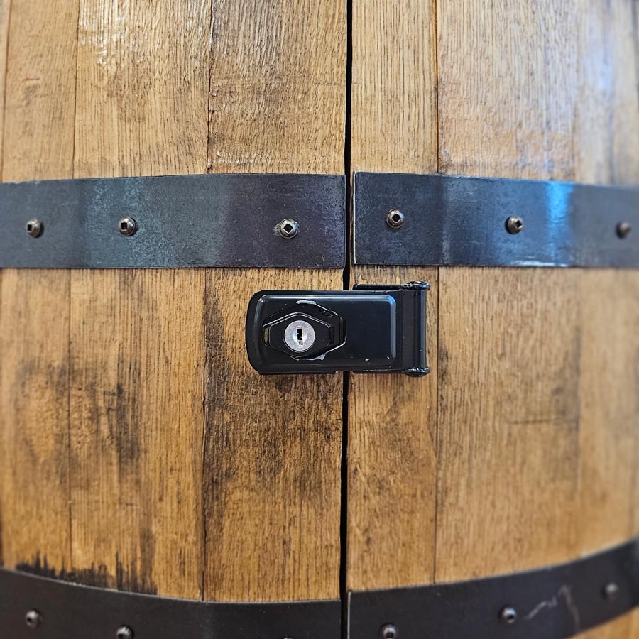 Handmade Bourbon Barrel Cabinet – Authentic Two Bitch™ Bourbon Barrel Furniture for Home Bars, Whiskey Lovers, and Collectors