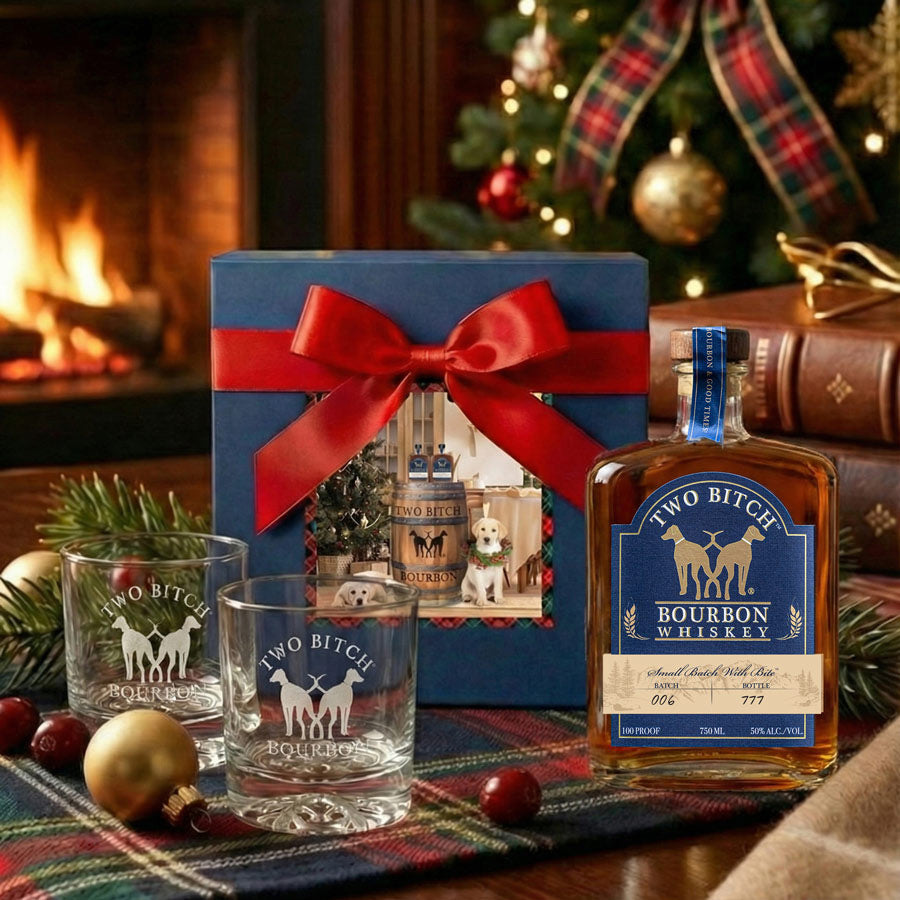 Two Bitch™ Bourbon Holiday Rocks Glass Gift Box | Limited Edition Small Batch With Bite™