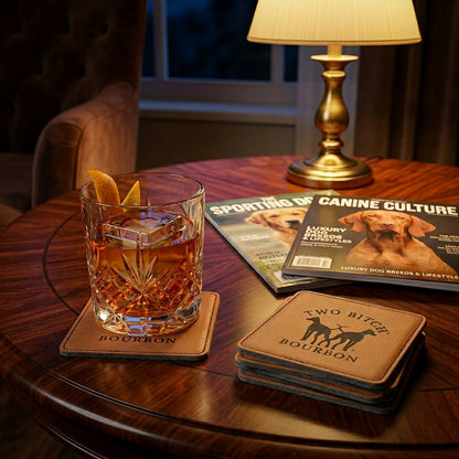 Two Bitch™ Bourbon Ultra-Hyde Leather Coasters