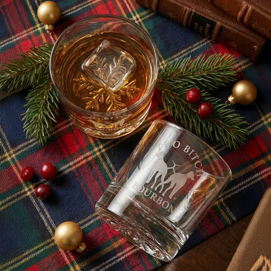 Two Bitch™ Bourbon Holiday Rocks Glass Gift Box | Limited Edition Small Batch With Bite™