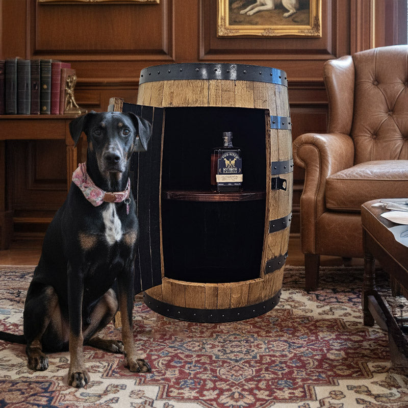 Handmade Bourbon Barrel Cabinet – Authentic Two Bitch™ Bourbon Barrel Furniture for Home Bars, Whiskey Lovers, and Collectors